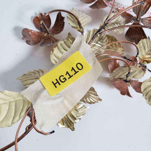 Vintage Metal Floral Wall Decor Brass & Copper Dogwood Flower Leaf MCM Set Of 4 - Picture 11 of 11